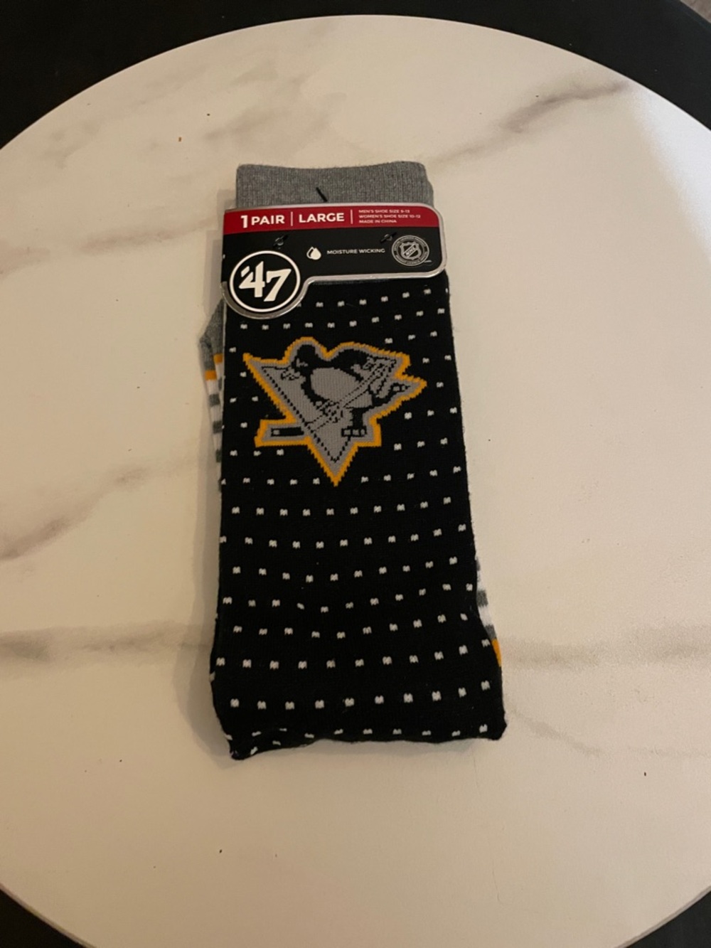 47 Black, Gray & Gold Pittsburgh Penguins Crew Socks